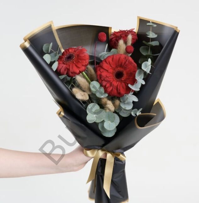 Kırmızı Gerbera Ve Okaliptus Buketi