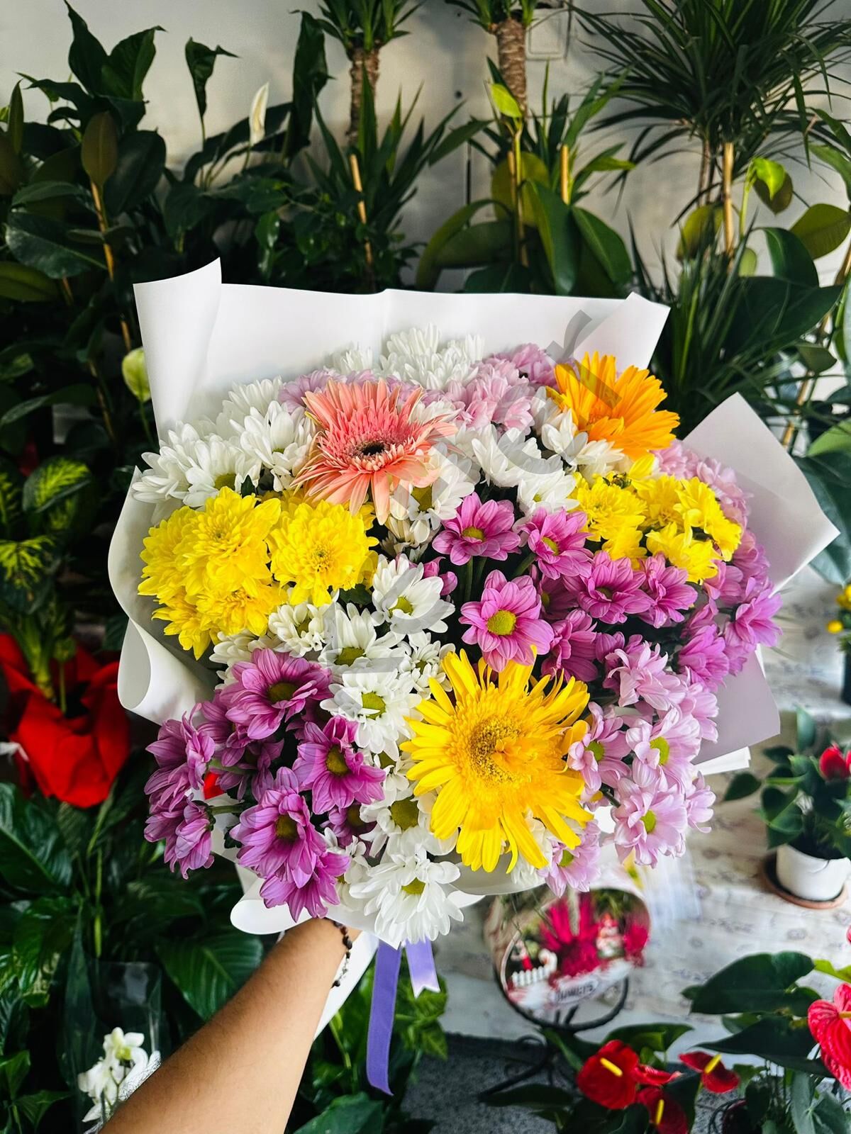 Bukette Gerberalar & Renkli Papatyalar