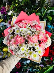 Bukette Pembe & Beyaz Papatyalar