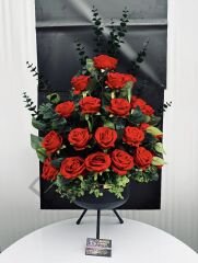 Dekoratif Vazoda 21'li Yapay Kırmızı Gül