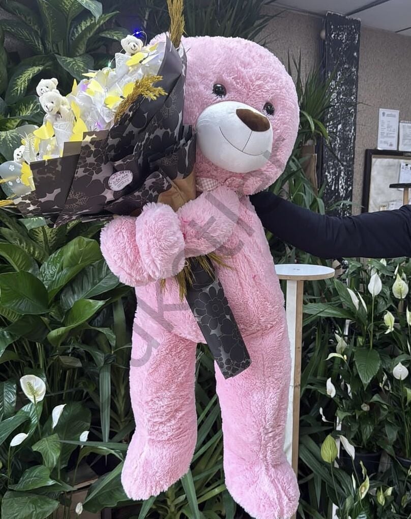 Büyük Boy Pembe Ayıcık & Işıklı Ayıcıklı Kelebek Buketi