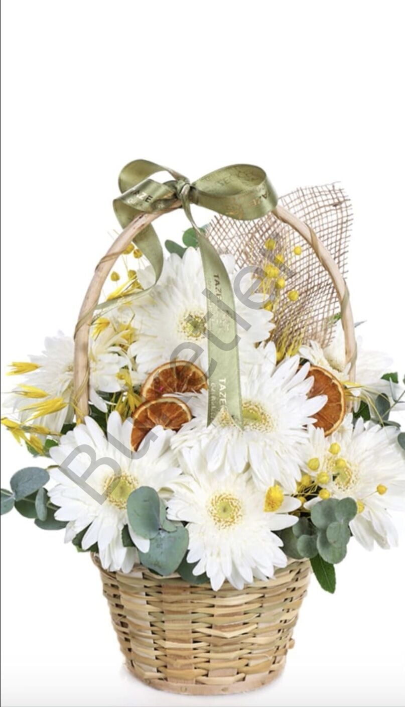 Beyaz Gerbera Sepeti