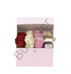 Kutuda Renkli Güller Ayıcık & Nutella