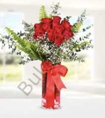 Cam Vazoda 11 Kırmızı Gül