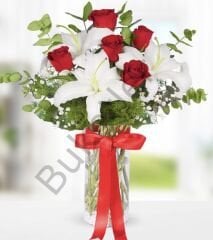 Vazoda 5 Gül & Lilyum Aranjmanı