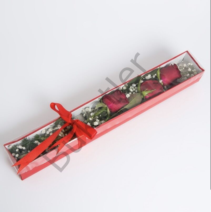 Zarif Kutuda 3 Kırmızı Gül